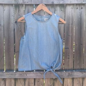 Size 4 J. Crew chambray tie front tank top